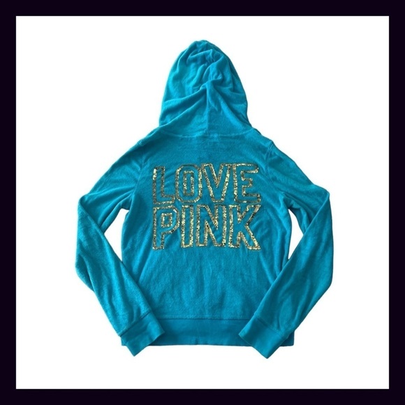 Vintage PINK Turquoise Terry Gold Bling Sequin Matching Set Size Small - Picture 5 of 12